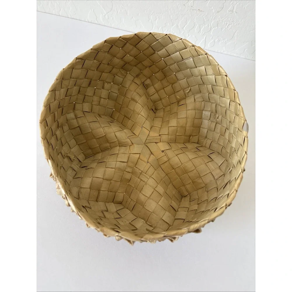 Vintage Handmade Lauhala 6 Point Basket Hawaiian